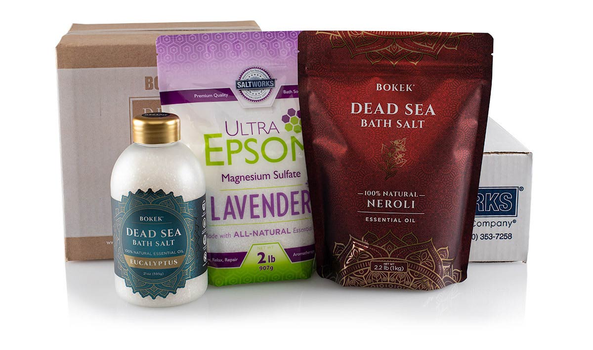 SaltworksÂ® retail bath salt products. Also available in case quantities.