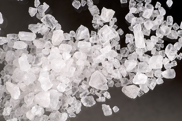 Macro view of white salt crystals