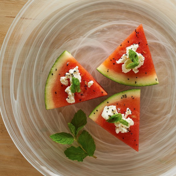 Watermelon with Goat Cheese and Mint