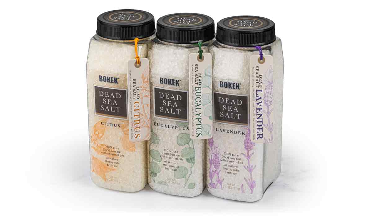 BokekÂ® scented Dead Sea salts in a set of three