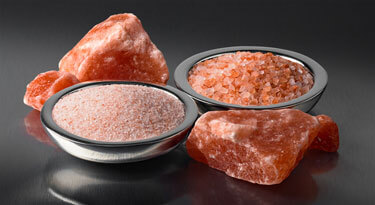 Ancient Ocean® himalayan pink salt in bowls and chunks